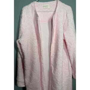 Laura Ashley Womens House Coat Robe Full Zip Up Pink Size L XL  Intimates Plush